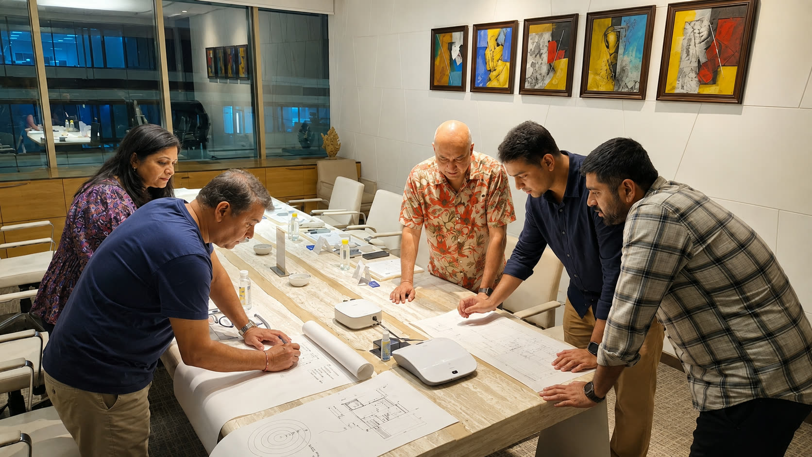 Members reviewing plans together at a Club roundtable session