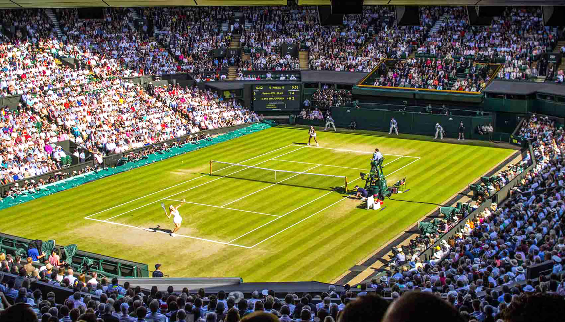 A packed Centre Court during a match at Wimbledon