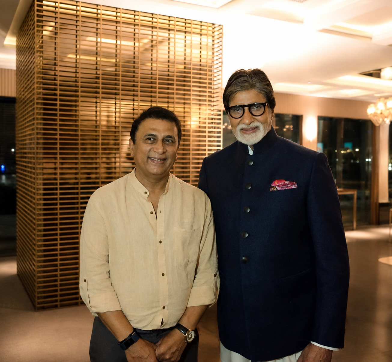 Sunil Gavaskar and Amitabh Bachchan at a private Club evening